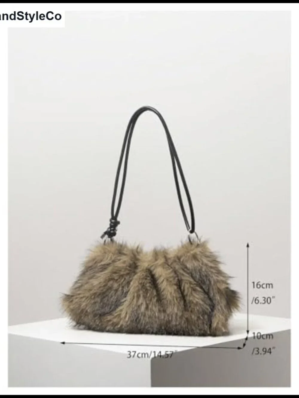 Faux Fur Shoulder Bag Fuzzy Knotted Underarm Hobo Tote Handbag
